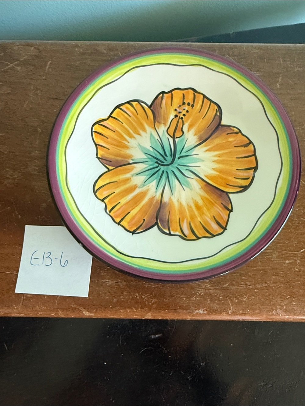 Hibiscus Pattern Appetizer Plate by Clay Art
